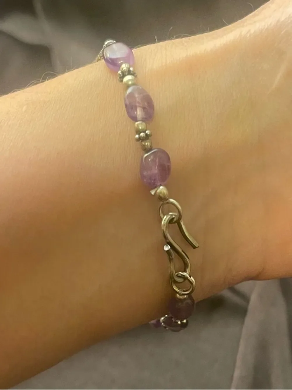 Sterling Accent Bracelet with Pink, Purple and Aqua Gemstones